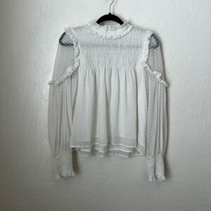 Zara white dotted lace blouse▪️size S